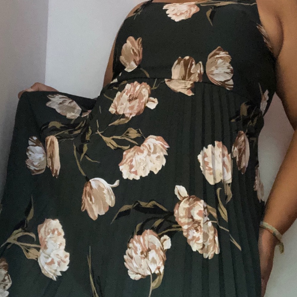 Floral green long dress